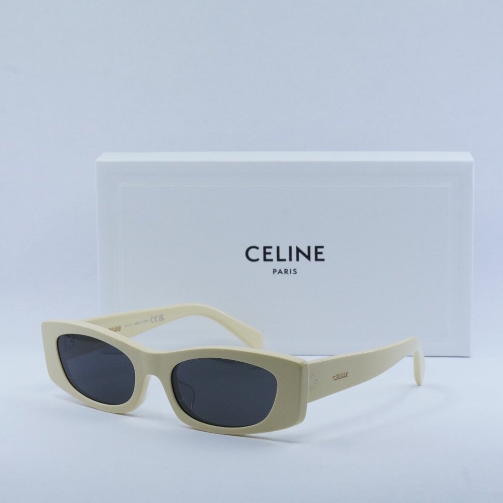 Celine CL40245U 39A Rectangle Sunglasses - Shiny Butter/Smoke